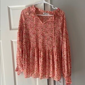 Rose & Olive Coral Floral Blouse